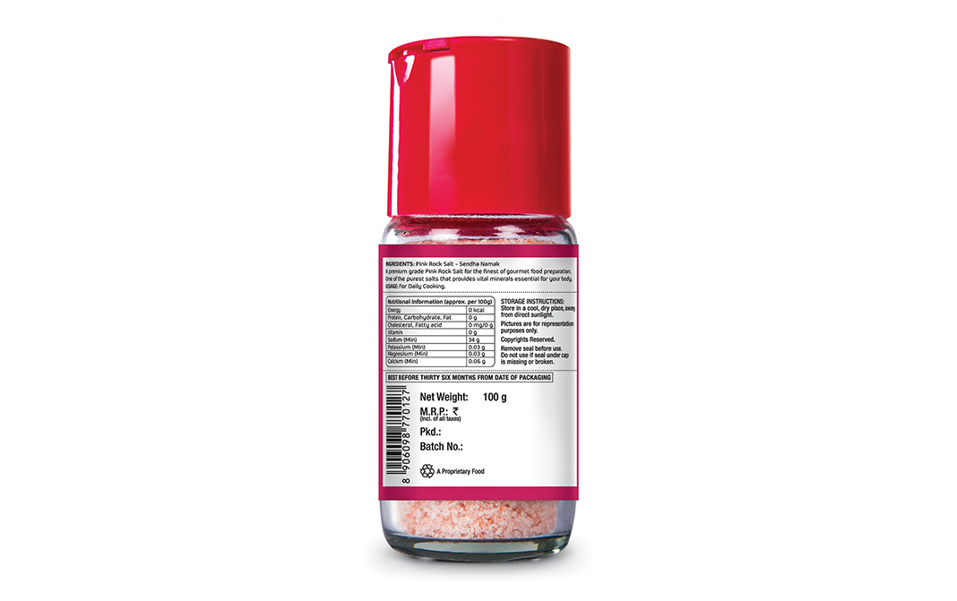 Lunn Pink Rock Salt Sendha Namak   Plastic Bottle  100 grams